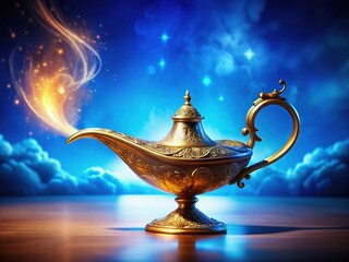 Aladdin's Lamp on a Blue Canvas