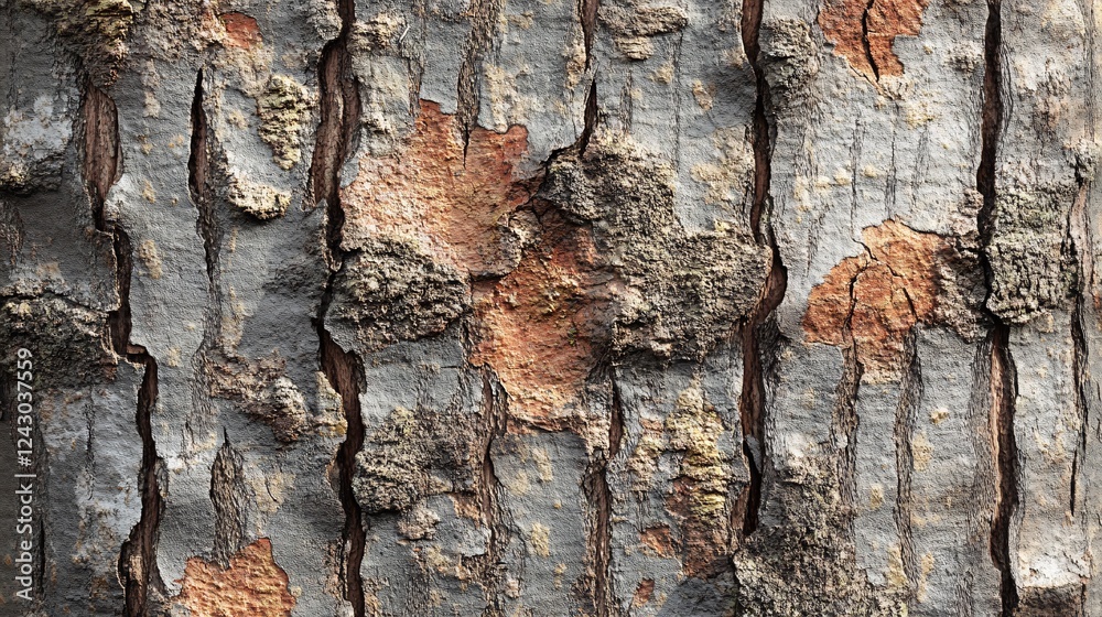 Aufkleber Close-up view of tree bark showing rough texture and patterns