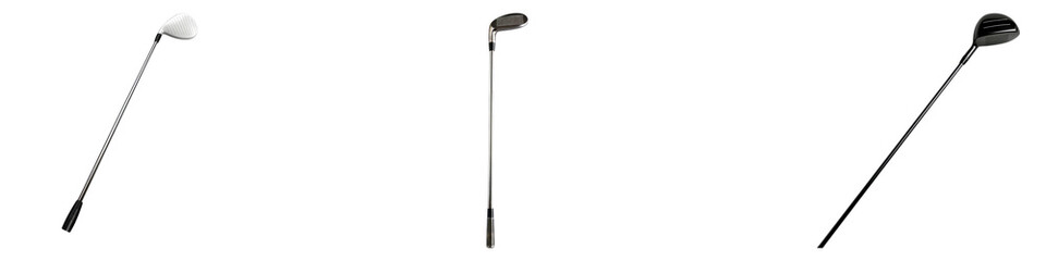 Golf stick isolated on transparent background, PNG, Set of