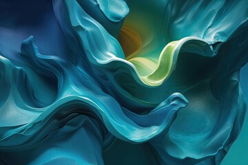 Obraz premium Deep Turquoise Sculptures with Soft Textures and Vibrant Gradation Effects