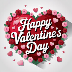 text Happy Valentine's Day on red heart background