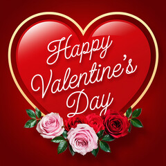 text Happy Valentine's Day on red heart background