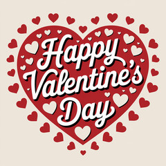 text Happy Valentine's Day on red heart background