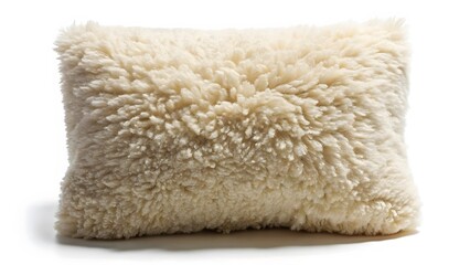 Cream-Colored Sheepskin Throw Pillow