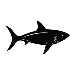Fototapeta premium Redtail Shark Silhouette Vector Art and Black Color Design Illustration