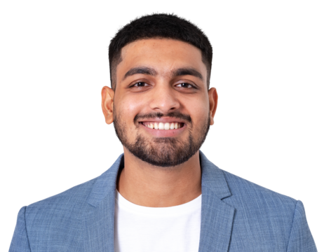 Png Cheerful Indian businessman mockup smiling closeup portrait for jobs and career campaign