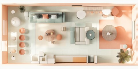 Modern Living Room Interior Design Top View