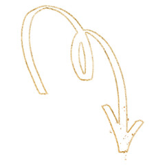 Png doodle highlight spiral arrow sticker in gold tone