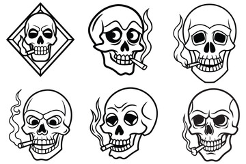 danger skull look like don smoking vector line art