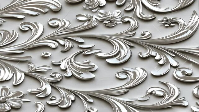 Intricate floral patterns are beautifully crafted on a textured surface, enhancing the elegance of contemporary interior spaces