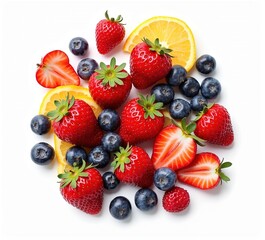Obraz premium Fresh Fruit & Berry Collage - Vibrant & Delicious