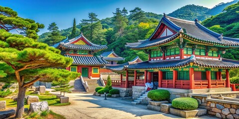 Hyeonchungsa Shrine: Picturesque Summer Landscape of Zeolite and Tombs Amidst Pine Trees