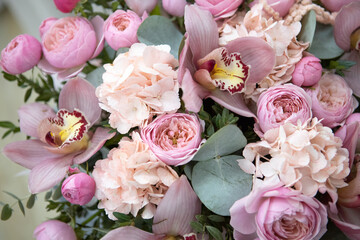 large orchid buds in an expensive bouquet.