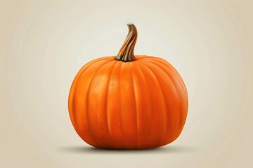 Clean linear icon of a Halloween pumpkin with minimalist, elegant design in bright orange color, captured in ultra-realistic detail.