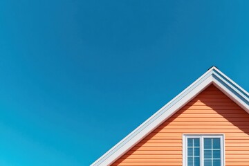 Bright orange house against clear blue sky