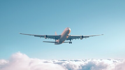 Fototapeta premium Airplane Flying Above the Clouds
