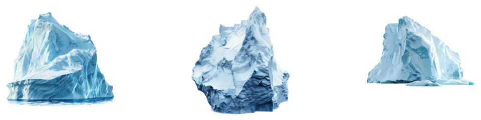 Obraz premium Iceberg isolated on transparent background, PNG, Set of