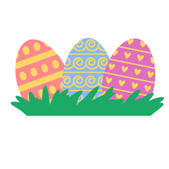 Colorful Easter Eggs in Grass