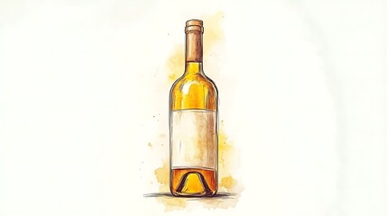 Fototapeta premium A watercolor illustration of a wine bottle