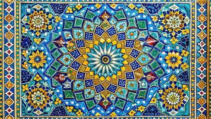 Stunning Persian Mosaic and Ceramic Tiles on the Wall of Sheikh Safi al-Din's Tomb in Ardabil