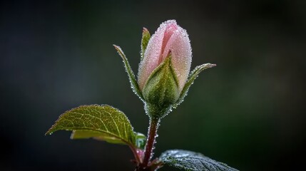 Delicate Beauty Captured: A Close Look at a Small Pink Flower with Water Droplets