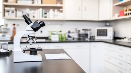 Clean, bright, blurred laboratory background with copy space