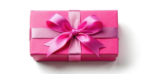 Top View Pink Gift Box on White