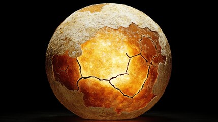 A fireball resembling a burning planet, detailed with cracks and molten lava textures.