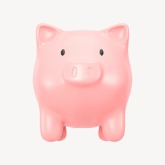 Piggy bank 3D clipart, savings & finance graphic