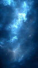 A mesmerizing cosmic scene showcasing swirling blue nebulae in a dark starry background, evoking a sense of wonder and the vastness of space.