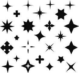 Sparkle icons set vector 