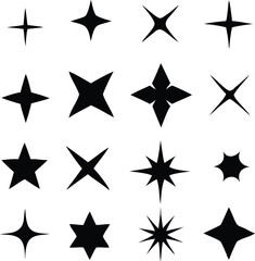 Sparkle icons set vector 