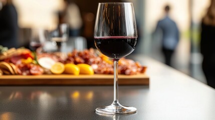 Naklejka premium Red Wine and Charcuterie Board