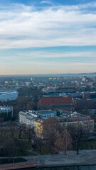 Panorama of the city of Wroclaw, central part. View from drone