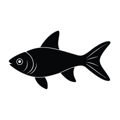 Rummy Nose Tetra Silhouette Vector Art and Rummy Nose Tetra Black Design Illustration