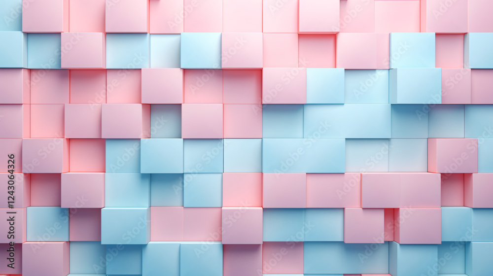 Poster A wall filled with L-shape blocks on a gradient background, ideal for technology presentations and banners.

