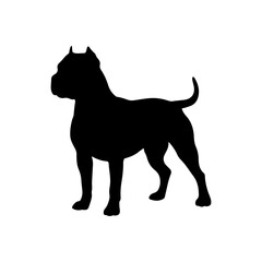 Black cute dog pitbull silhouette vector flat illustration design on white background.