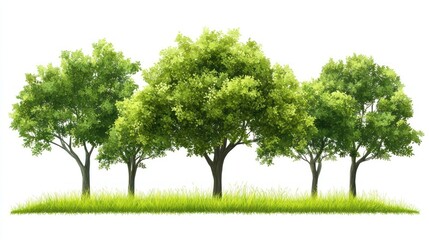 Lush green trees, grassy field, nature scene, environmental design