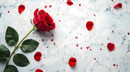 top view of red rose for mother valentine day