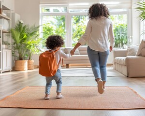 Ready for School, Mother Helps Daughter With Backpack, Back to School, Parenting, Love