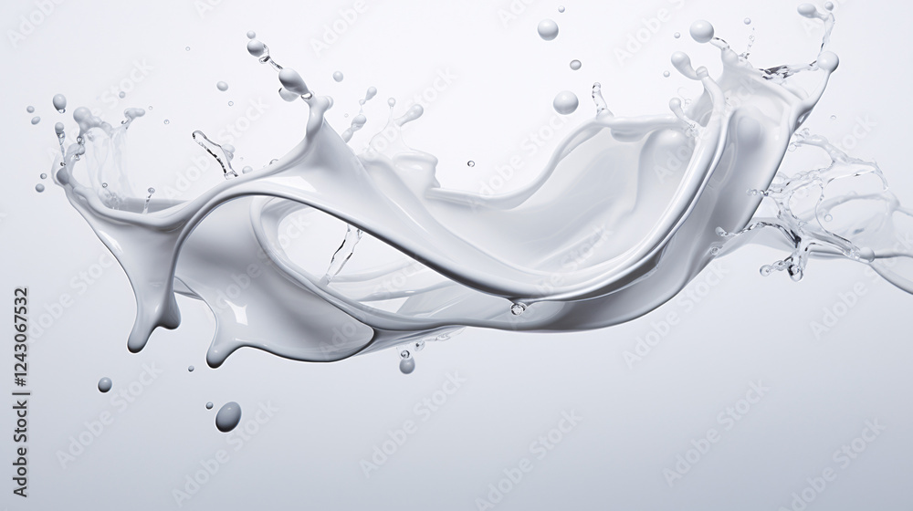 Poster abstract background featuring water splash with white cream and cosmetics juice, ideal for presentat