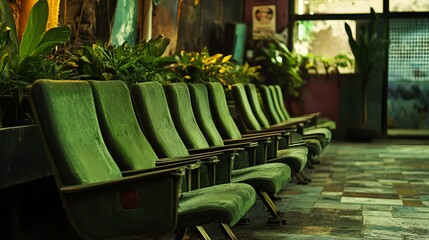 Cinema XXI in Yogyakarta, Indonesia, has green theater seats. 