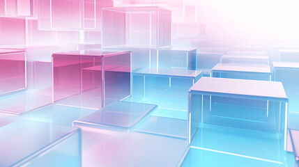 Abstract background with a gradient of light blue and pink cubes, perfect for technology presentations and displays.

