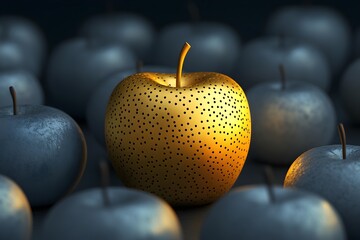 Golden Apple Among Grey Apples Unique Design Luxury Product Branding Success Concept Business Still Life Photography Premium Quality Image for        
