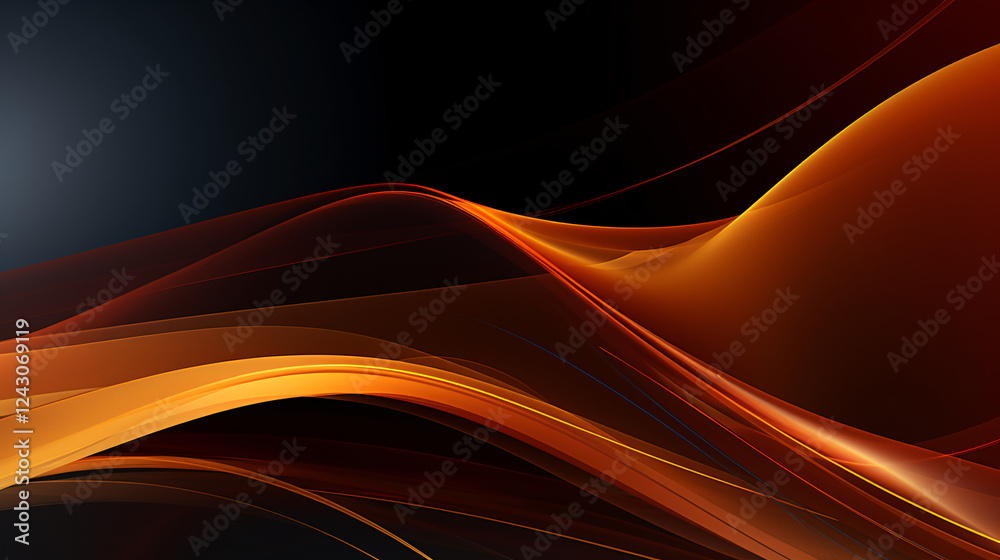 Poster abstract corporate presentation background with a black backdrop and red waves, ideal for profession