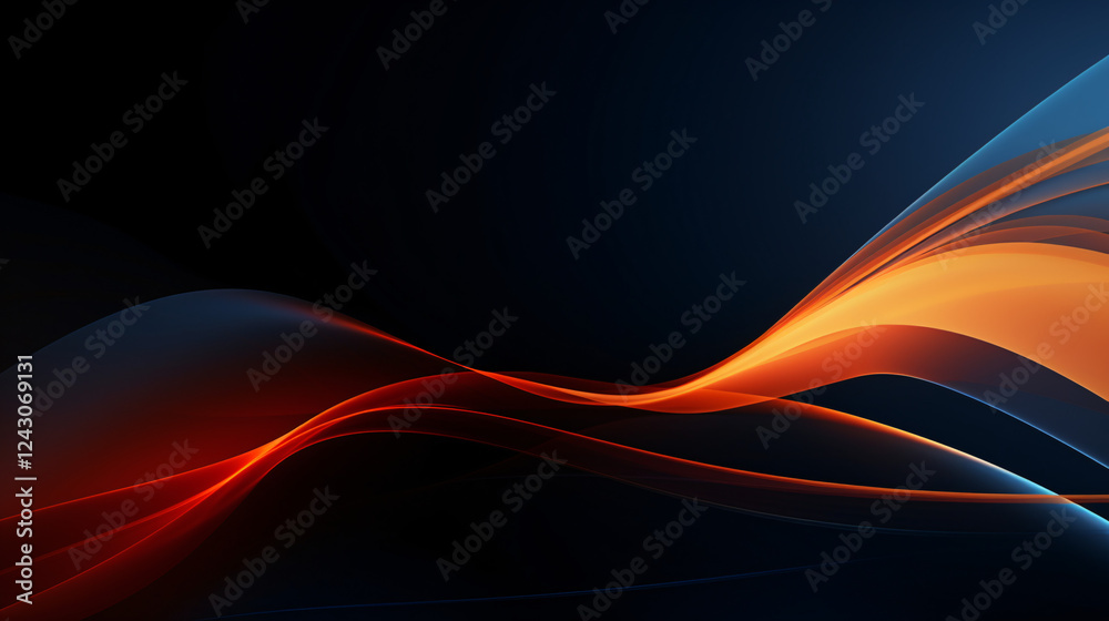 Poster abstract corporate presentation background with a black backdrop and red waves, ideal for profession
