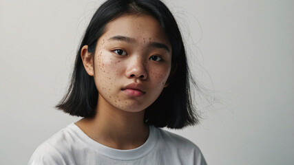 teenage girl with acne