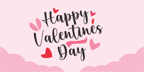 A handwritten text Happy Valentine's Day. Lettering. Colorful holiday banner. Vector illustration. It can be used for printing on T-shirts.