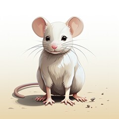Minimalistic Vector Illustration of a Mouse in Light, Soft Colors