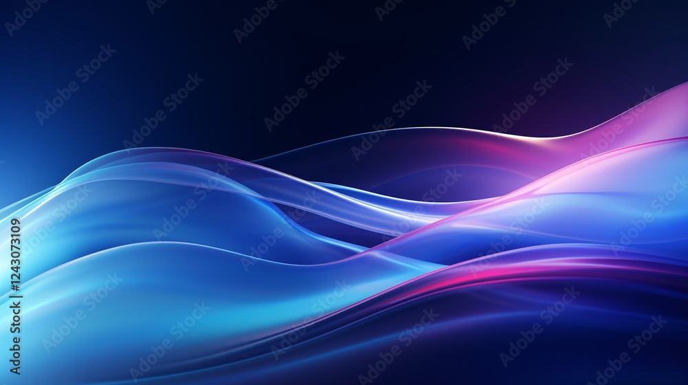 Poster an abstract holographic background featuring a wavy blue gradient, ideal for presentation banners an